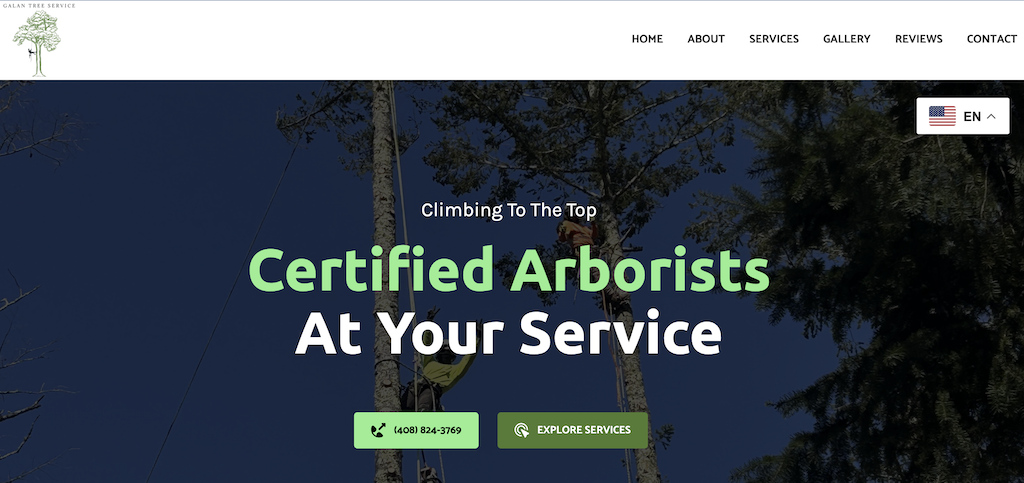 Sitio web de Galan Tree Service.